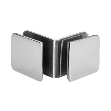 Glass-to-Glass Connector 90° | Finish: Satin Stainless Steel