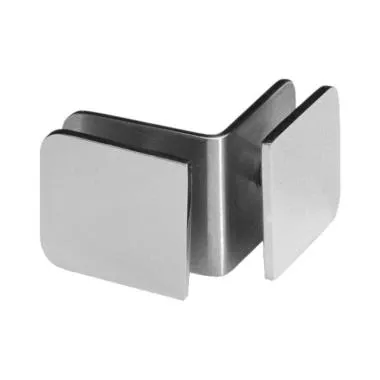 Glass-to-Glass Connector 90° | Finish: Satin Stainless Steel