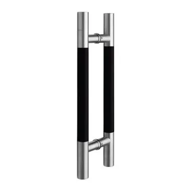 Glass Door Handles in Stainless Steel and Wood Finish Combination