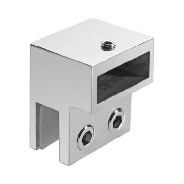 Glass-to-track End Connector Track-to-track 90° Connector | Finish: Satin Stainless Steel