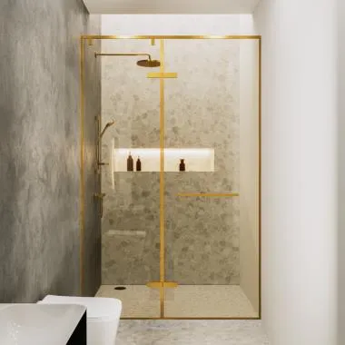 Cascade Linear 180° Shower Enclosure | Finish: Gun Grey