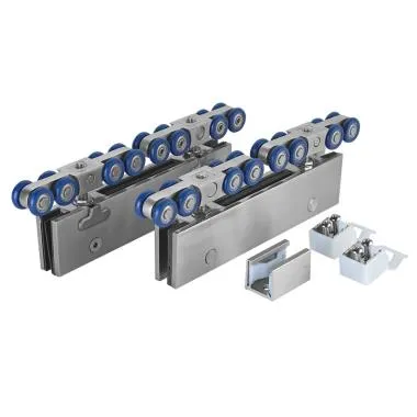 Sliding System Set W/O Track for Single Frameless Door of 150 Kg | Finish: Stainless Steel