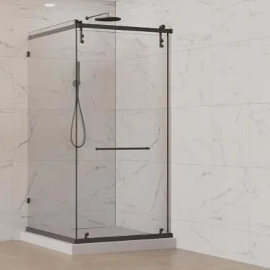 Sliding Folding Shower Enclosure | Finish: Black Matt