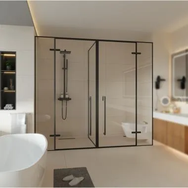 Grace Partition T-Type Shower Enclosure | Finish: Gun Grey