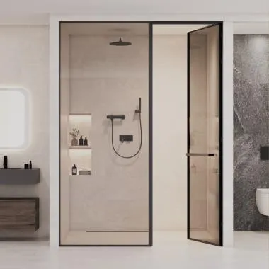 Ray Linear 180° Shower Enclosure | Finish: Black Matt