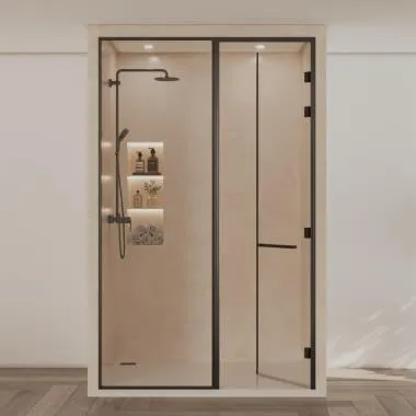 Ray Linear 180° Shower Enclosure | Finish: Black Matt