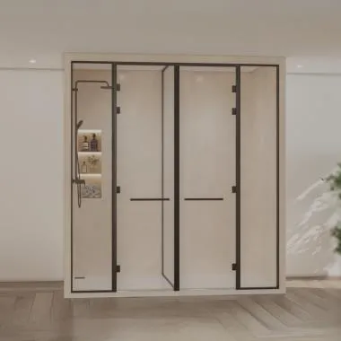 Ray Partition T-Type Shower Enclosure | Finish: Black Matt