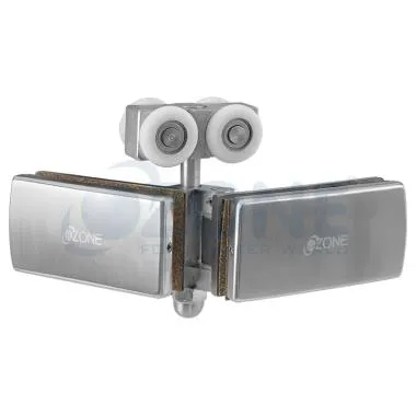 Glass to Glass Connector With Roller | Finish: Satin Stainless Steel