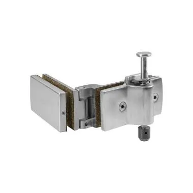 Glass to Glass Connecting Hinge with Floor Lock Left | Finish: Satin Stainless Steel